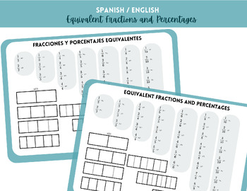 Preview of Equivalent Fraction & Percentage Mastery - Fracciones y Porcentajes Equivalentes