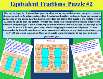 Preview of Equivalent Fraction Puzzle #2 Trapezoid