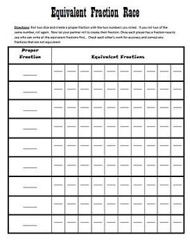 Preview of Equivalent Fraction Race