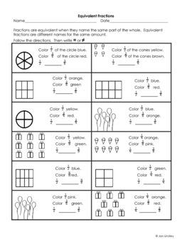 equivalent fractions by jan lindley teachers pay teachers