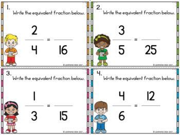 Equivalent Fraction Third Fourth Grade Task Cards Activities Google Slides