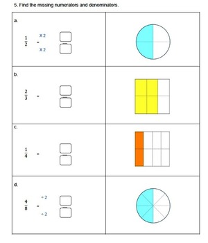 equivalent fractions worksheets 3rd 4th grade distance learning