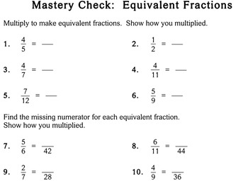 equivalent fractions 5th 6th grade individualized math worksheets
