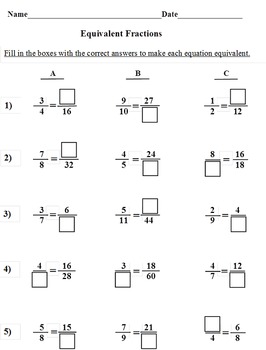 equivalent fractions 8 worksheets by david filipek tpt