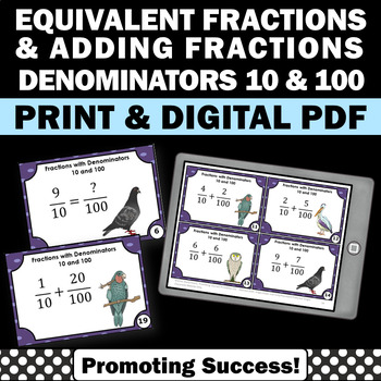 Preview of Equivalent Fractions Exit Tickets Adding Fractions Denominators of 10 and 100