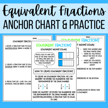 Equivalent Fraction Chart Worksheets Teaching Resources Tpt