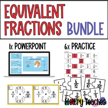 Preview of Equivalent Fractions BUNDLE | PowerPoint, Worksheets, Games