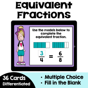 Preview of Equivalent Fractions Boom Cards - Self Correcting