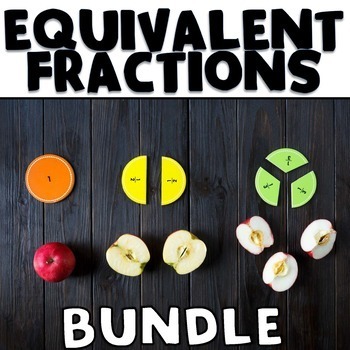 Preview of Equivalent Fractions Worksheets on a Number Line Bundle