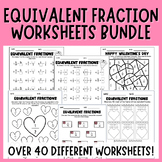 Equivalent Fractions Bundle | Valentine's Day | 3rd | 4th 