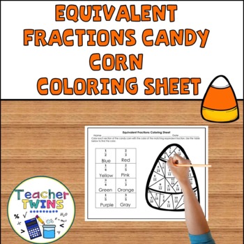 Preview of Equivalent Fractions Candy Corn Coloring Sheet