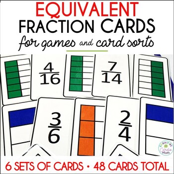 Preview of Equivalent Fractions Cards for Fraction Games, Card Sorts, Go Fish
