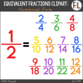 Equivalent Fractions Clipart, Numerical Form - PRIMARY COLORS