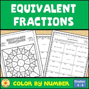 Preview of Equivalent Fractions Color By Number Worksheet with Easel Assessment