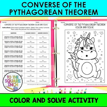 Preview of Converse of the Pythagorean Theorem Color & Solve Activity