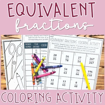 Preview of Equivalent Fractions Coloring Activity