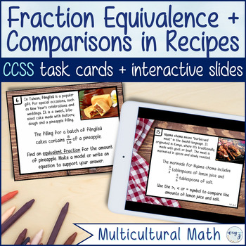 Preview of Equivalent Fractions & Comparing Fractions in Diverse Recipes 4.NF.A.1 & NF.A.2