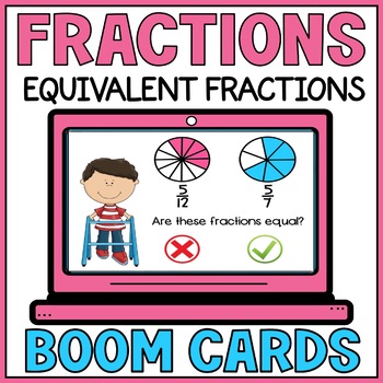 Preview of Equivalent Fractions Boom Cards - Comparing Fraction Visual Models