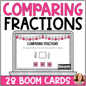 Preview of Equivalent Fractions and Compare Fractions Boom Cards - 4th Grade Math Review