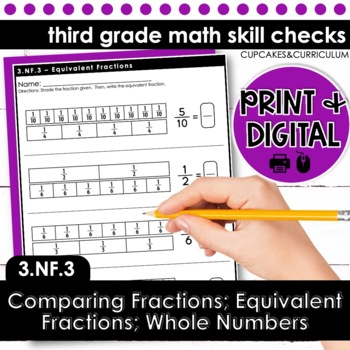 Preview of Equivalent Fractions Worksheet and Comparing Fractions Third Grade Activities