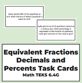 Equivalent Fractions Decimals and Percents Task Cards Math