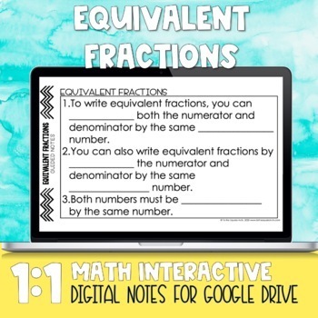 Preview of Equivalent Fractions Digital Notes