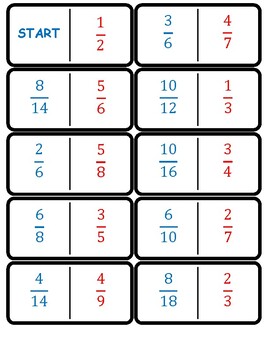 Preview of Equivalent Fractions - Dominoes - 16 cards
