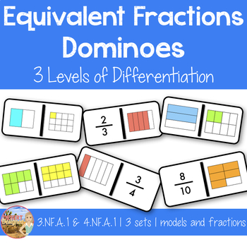 Preview of Equivalent Fractions Dominoes Game Math CCSS