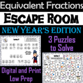 Equivalent Fractions Escape Room New Year's Math Activity