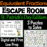 Equivalent Fractions Escape Room St. Patrick's Day Math Activity
