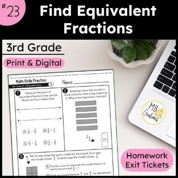 Preview of Equivalent Fractions Exit Tickets & Worksheets - iReady Math 3rd Grade Lesson 23