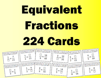 Equivalent Fractions Flash Task Cards 224 Cards By Always Drinking Coffee
