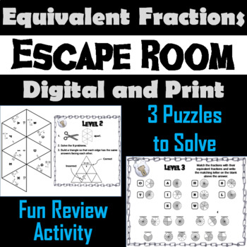 Preview of Equivalent Fractions Activity: Escape Room Math Breakout Game