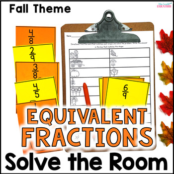 Preview of Equivalent Fractions Game - Solve the Room - Fall Math - Fractions Practice