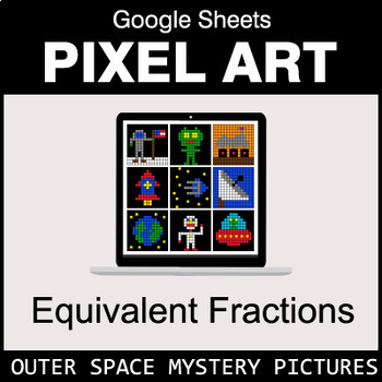 Preview of Equivalent Fractions - Google Sheets Pixel Art - Outer Space