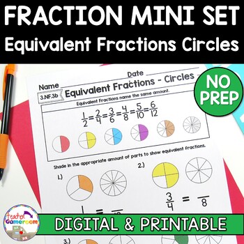 Preview of Fraction Mini Set: Equivalent Fractions Circles