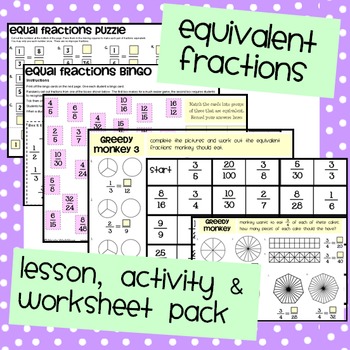 Preview of Equivalent Fractions: Lesson & Activity Pack