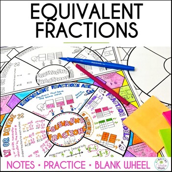 Preview of Equivalent Fractions Guided Notes | Math Doodle Wheel