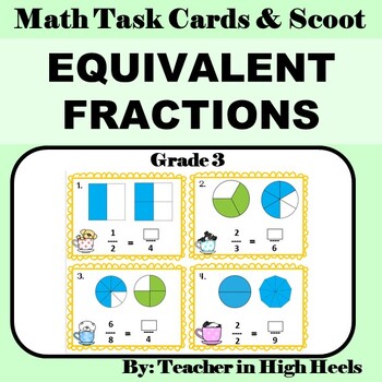 Preview of Equivalent Fractions Math Task Cards/SCOOT Game