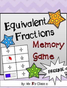 Preview of Equivalent Fractions Memory Game - Common Core Aligned