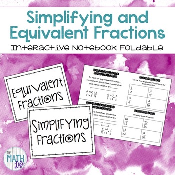 Preview of Simplifying and Equivalent Fractions Notebook Foldable