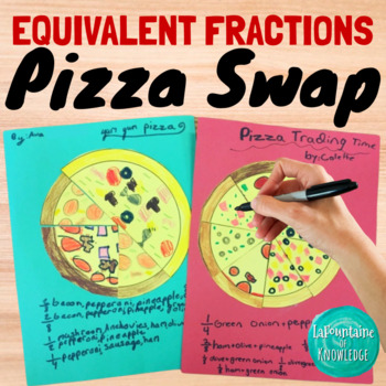 Preview of Equivalent Fractions Pizza Swap Hands On Math Activity with Concrete Modeling