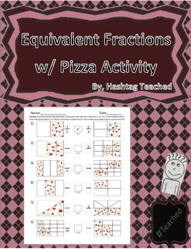 Preview of Equivalent Fractions with Pizza Activity Worksheet
