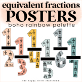 Equivalent Fractions Posters | Boho Rainbow | Math Posters