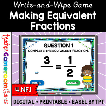 Preview of Equivalent Fractions Powerpoint Game | No Prep Digital Resources | Fraction Game