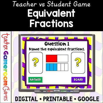 Preview of Equivalent Fractions Powerpoint Game | Fraction Games | Digital Resources