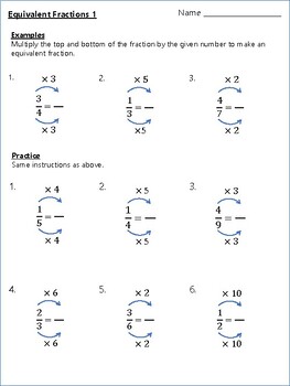 model equivalent fractions practice and homework lesson 9 6