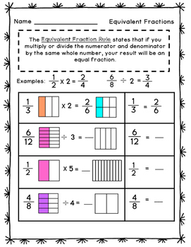 equivalent fractions practice sheet