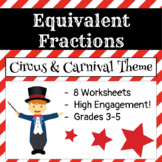 Equivalent Fractions Fun Practice Pages (Circus Themed)