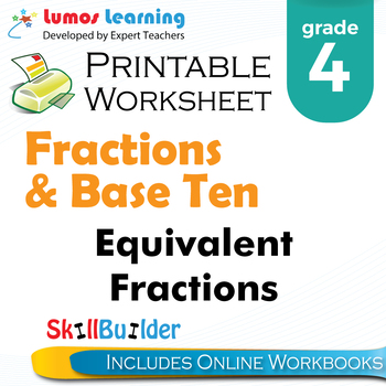 Preview of Equivalent Fractions Printable Worksheet, Grade 4